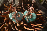 Polished Small Amazonite Heart Copper Wire Wrapped Pendants - Sold Per Piece -  From Madagascar - Toprock Gemstones and Minerals 
