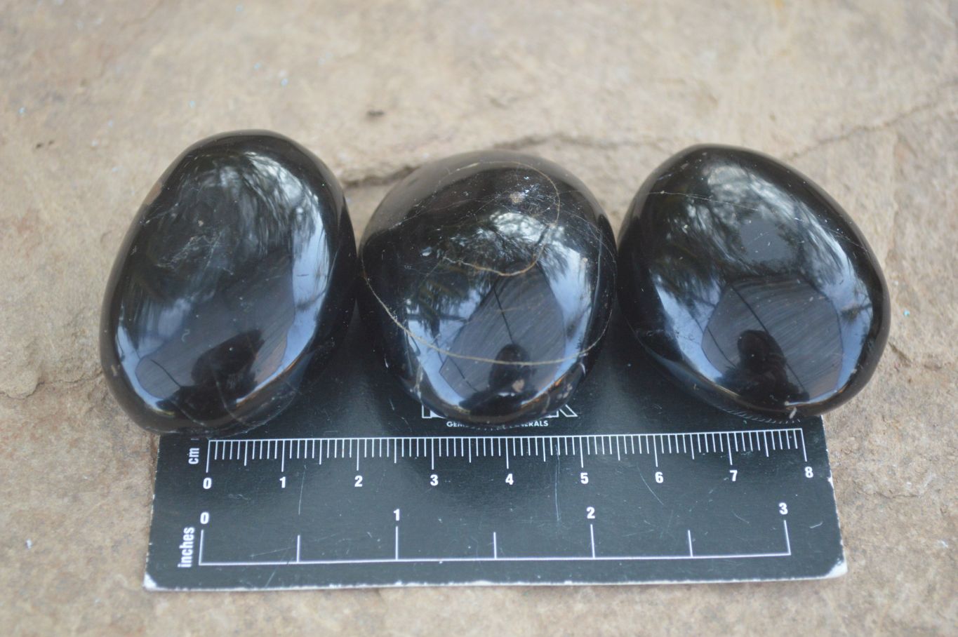 Polished Schorl Black Tourmaline Palm Stones  x 20 From Madagascar - Toprock Gemstones and Minerals 