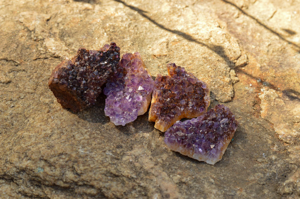 Natural Small Dark "Amethystos" Amethyst Clusters x 35 From Kwaggafontein, South Africa - TopRock