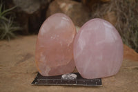Polished Gemmy Pink Rose Quartz Standing Free Forms  x 3 From Ambatondrazaka, Madagascar - TopRock