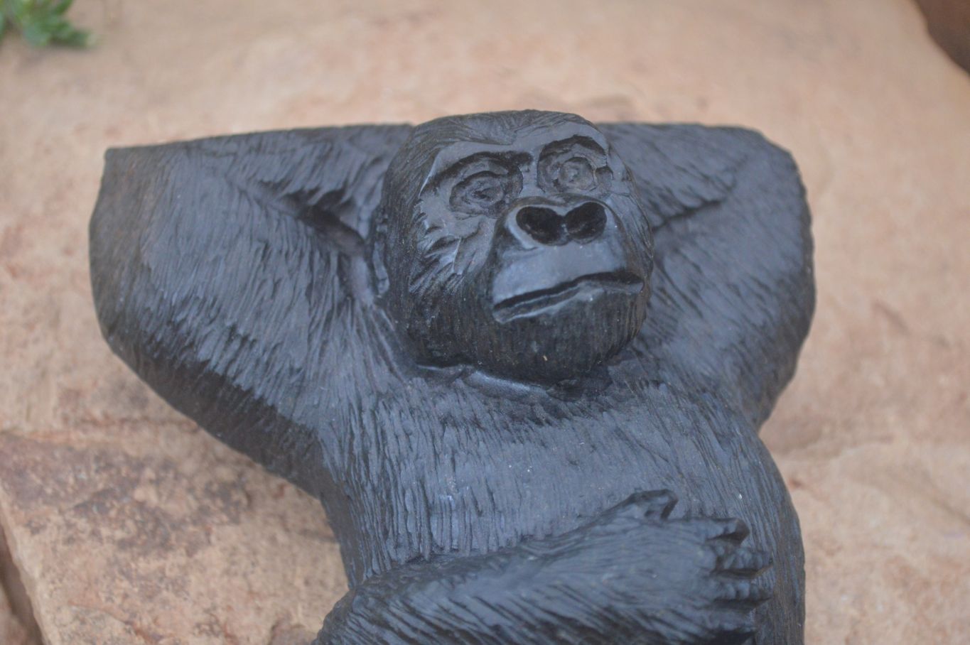Polished  Black Soapstone Gorilla Carving  x 1 From Zimbabwe - Toprock Gemstones and Minerals 