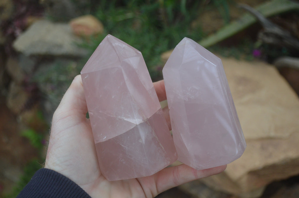 Polished Gemmy Rose Quartz Points x 4 From Madagascar - Toprock Gemstones and Minerals 