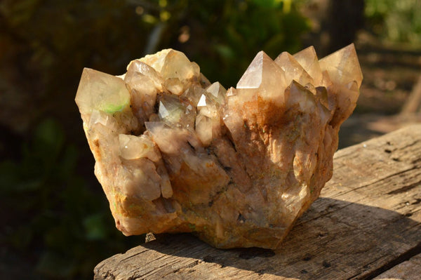 Natural Malachite Infused White Phantom Smokey Quartz Cluster x 1 From Luena, Congo - TopRock