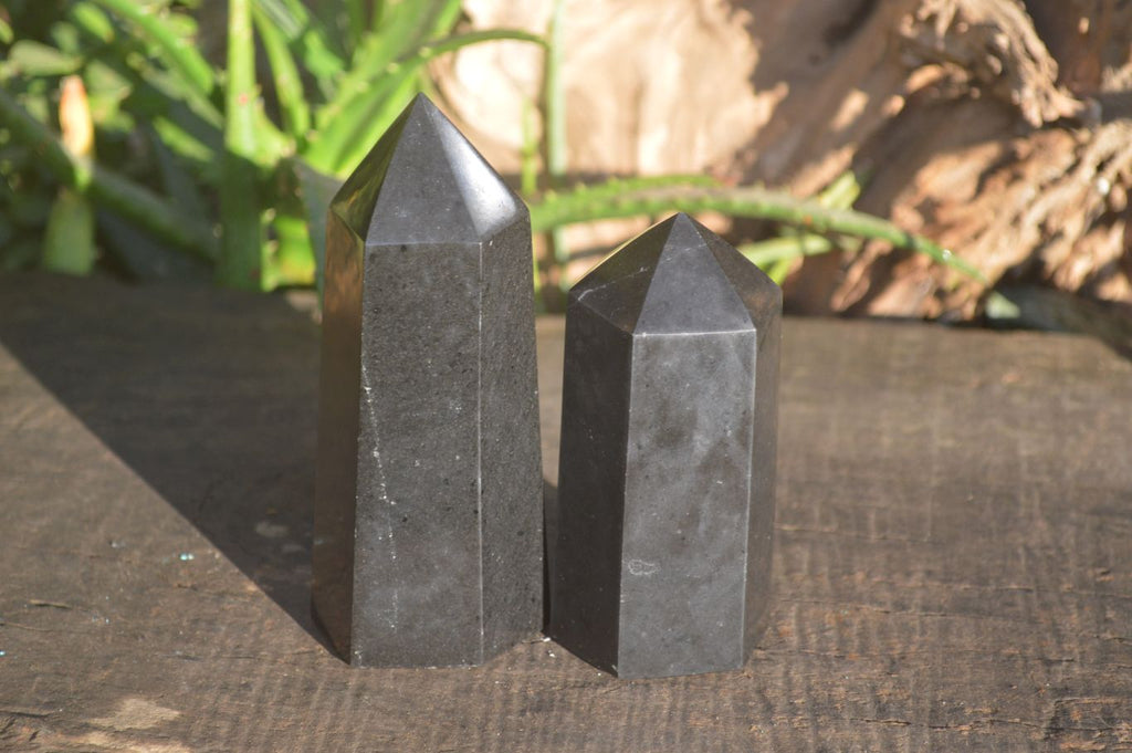 Polished Black Basalt Points  x 4 From Madagascar - Toprock Gemstones and Minerals 