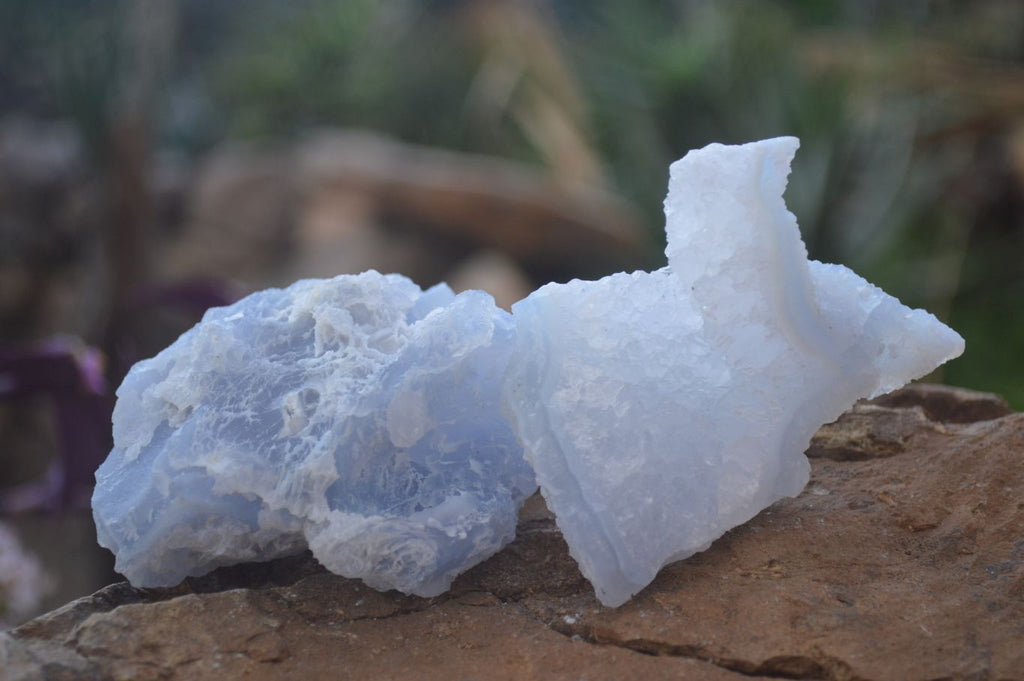 Natural Etched Blue Chalcedony Specimens x 12 From Nsanje, Malawi - Toprock Gemstones and Minerals 