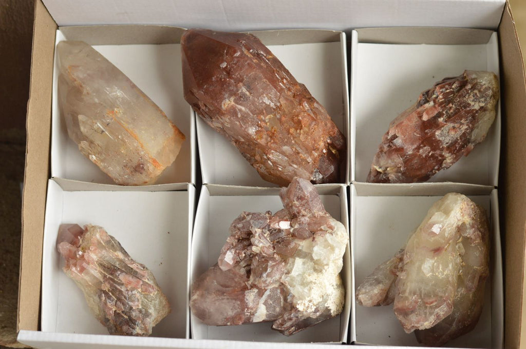 Natural Single Red Hematoid Quartz Crystals  x 6 From Karoi, Zimbabwe - TopRock