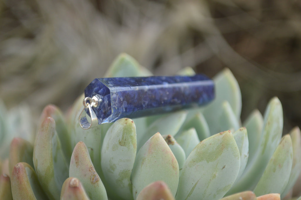 Polished Packaged Hand Crafted Resin Pendant with Sodalite Chips - sold per piece - From Bulwer, South Africa - TopRock