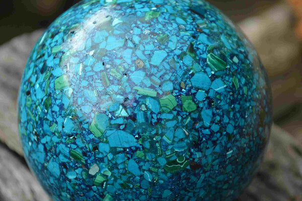 Polished Chrysocolla, Azurite & Malachite Conglomerate Sphere x 1 From Congo - TopRock