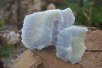 Natural Etched Blue Chalcedony Specimens x 3 From Nsanje, Malawi - Toprock Gemstones and Minerals 