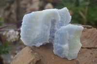 Natural Etched Blue Chalcedony Specimens x 3 From Nsanje, Malawi - Toprock Gemstones and Minerals 