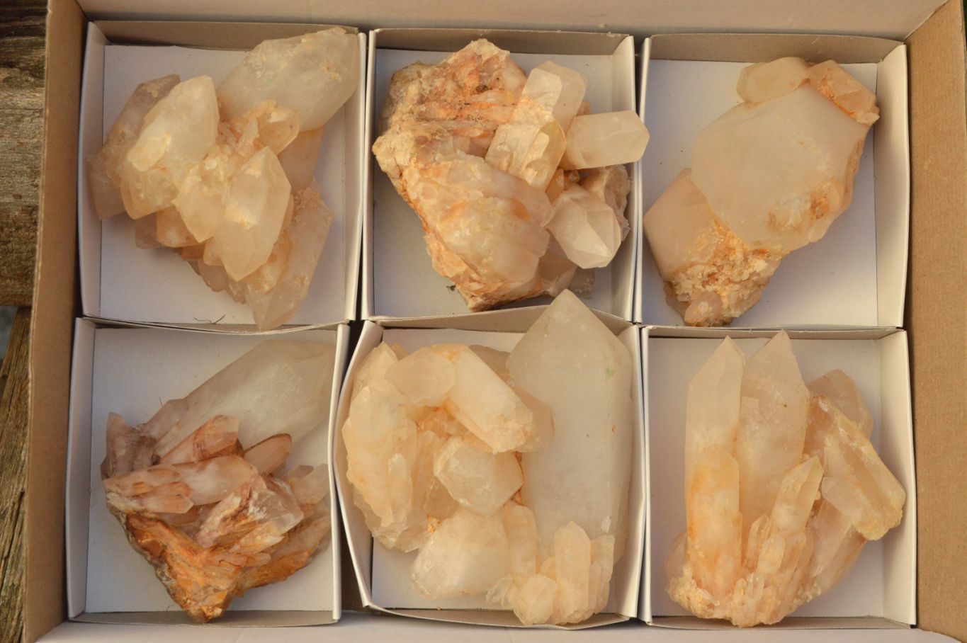 Natural Golden Iron Candle Quartz Clusters x 6 From Madagascar - TopRock