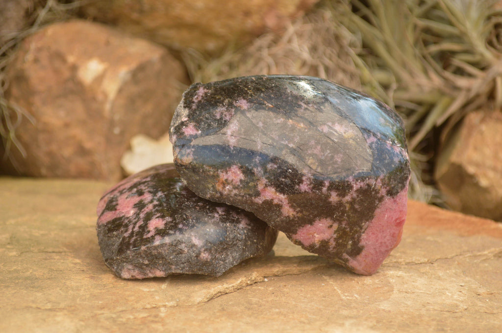 Polished Pink Rhodonite Free Forms  x 4 From Madagascar - TopRock