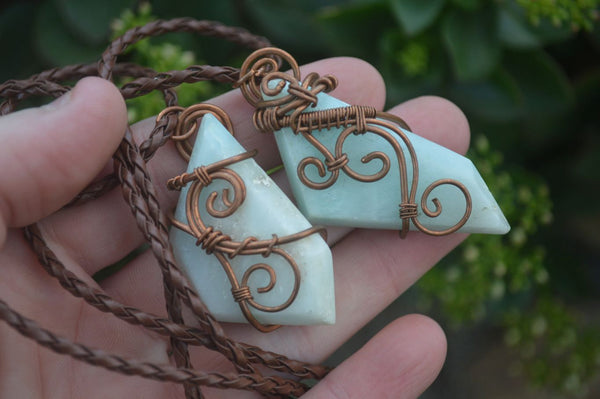 Polished Mixed Copper Wire Wrapped Jewellery Pendants x 6 From Congo - Toprock Gemstones and Minerals 