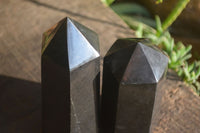 Polished Black Basalt Points  x 4 From Madagascar