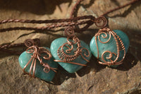 Polished Small Amazonite Heart Copper Wire Wrapped Pendants - Sold Per Piece -  From Madagascar - Toprock Gemstones and Minerals 
