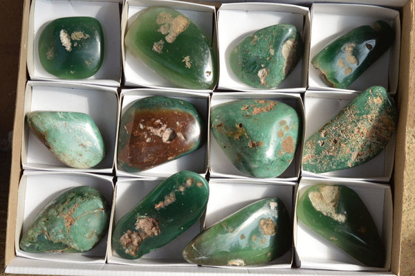 Polished XX Rare Green Emerald Chrysoprase Free Forms   x 12 From Zimbabwe - TopRock