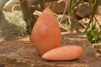 Polished Orange Twist Calcite Standing Leaf Sculptures  x 2 From Madagascar - TopRock