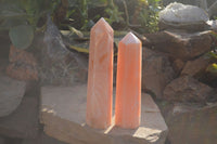 Polished Orange Twist Calcite Towers x 2 From Maevantanana, Madagascar - Toprock Gemstones and Minerals 