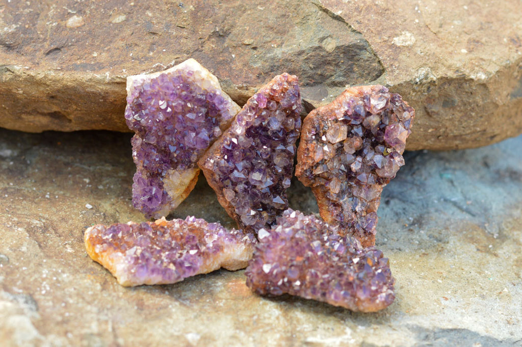 Natural Small Dark "Amethystos" Amethyst Clusters x 35 From Kwaggafontein, South Africa - TopRock