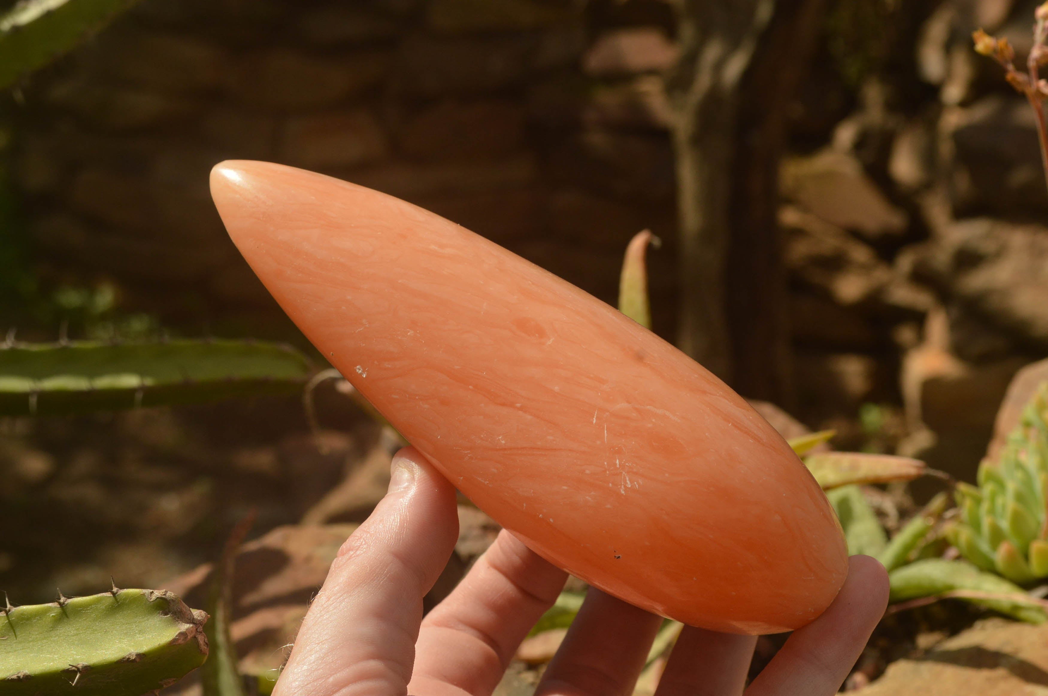 Polished Orange Twist Calcite Standing Leaf Sculptures  x 2 From Madagascar - TopRock