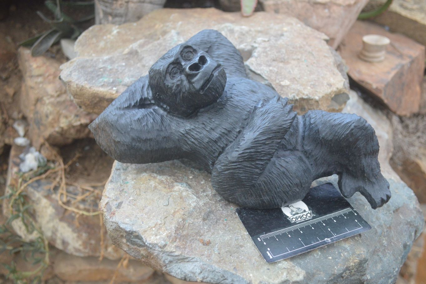 Polished  Black Soapstone Gorilla Carving  x 1 From Zimbabwe - Toprock Gemstones and Minerals 