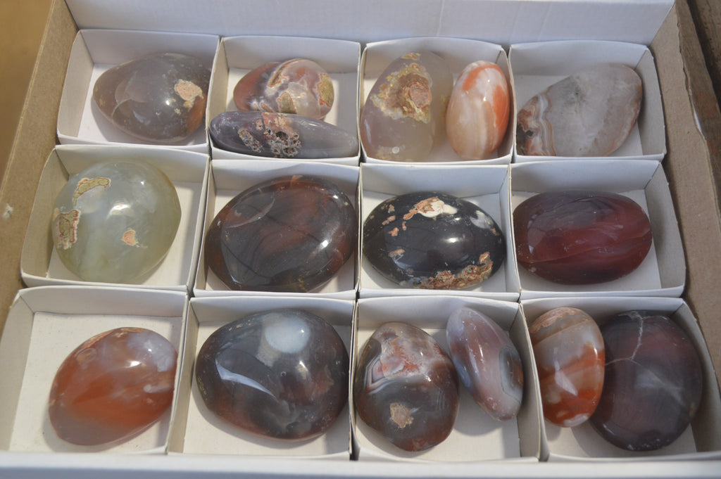 Polished River Agate Palm Stones  x 16 From Sashe River, Zimbabwe - Toprock Gemstones and Minerals 