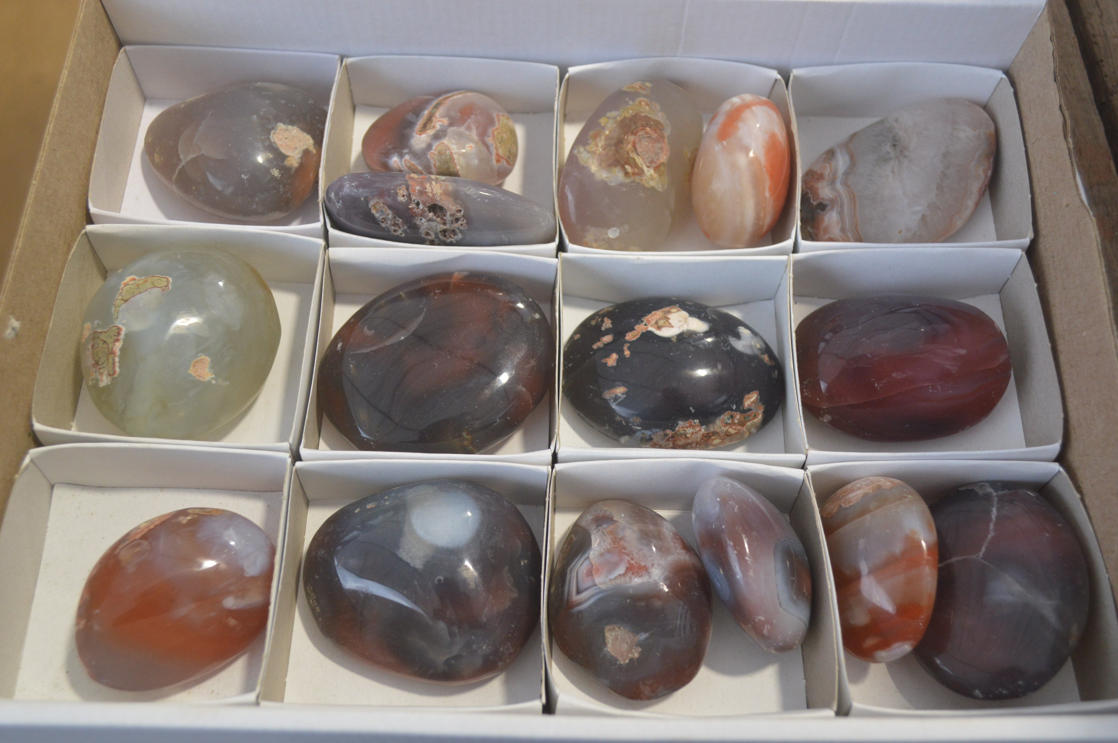 Polished River Agate Palm Stones  x 16 From Sashe River, Zimbabwe - Toprock Gemstones and Minerals 