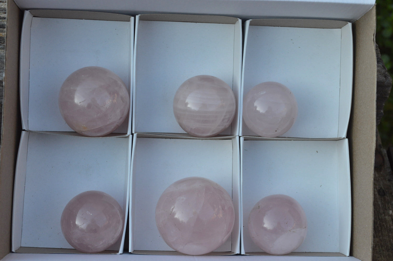 Polished Beautiful Pink Rose Quartz Spheres x 6 From Ambatondrazaka, Madagascar - TopRock