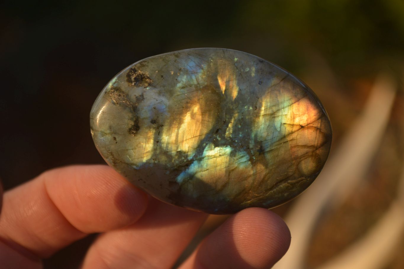 Polished  Flashy Labradorite Palm Stones  x 20 From Tulear, Madagascar - Toprock Gemstones and Minerals 