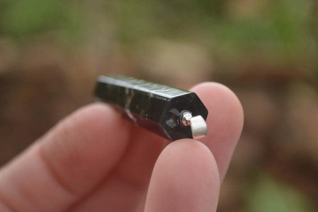Polished Packaged Hand Crafted Resin Pendant with Tourmalinated Quartz Chips - sold per piece - From Bulwer, South Africa - TopRock