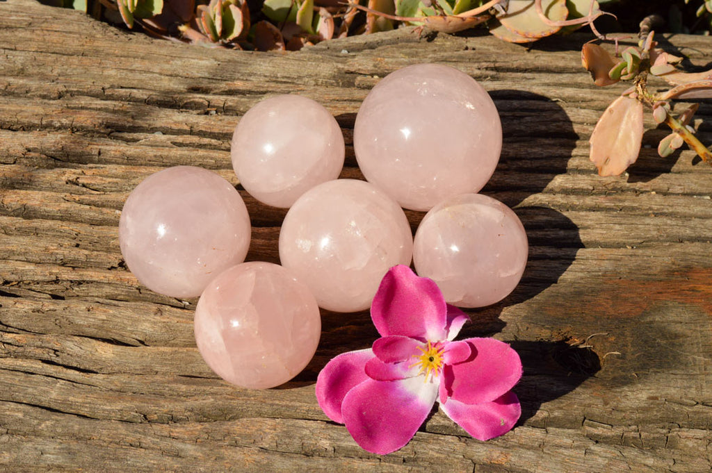 Polished Gemmy Pink Rose Quartz Spheres  x 6 From Ambatondrazaka, Madagascar - TopRock