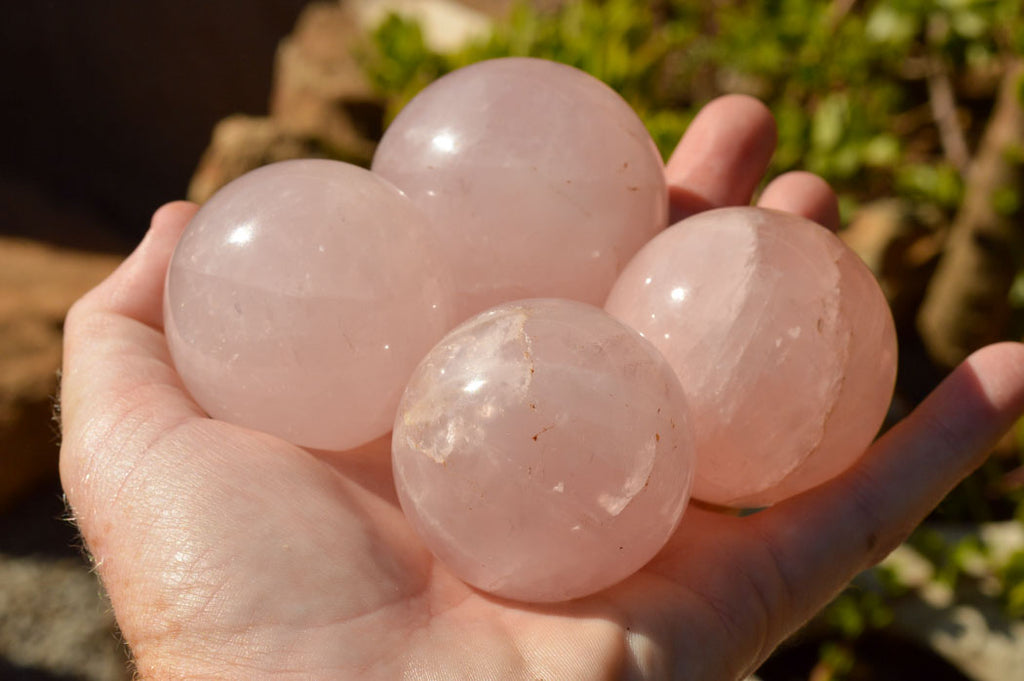 Polished Gemmy Pink Rose Quartz Spheres  x 6 From Ambatondrazaka, Madagascar - TopRock