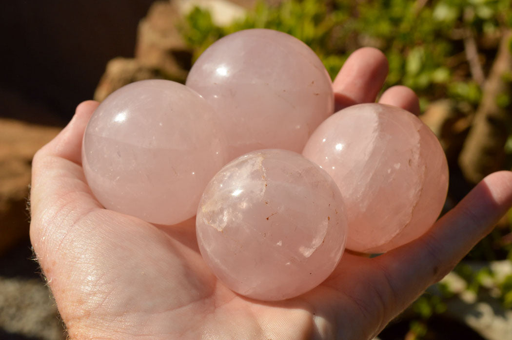 Polished Gemmy Pink Rose Quartz Spheres  x 6 From Ambatondrazaka, Madagascar - TopRock