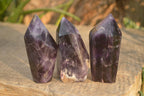 Polished  Dark Chevron Amethyst Points x 6 From Zambia - Toprock Gemstones and Minerals 