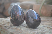 Polished Pink & Black Rhodonite Eggs x 6 From Madagascar - Toprock Gemstones and Minerals 