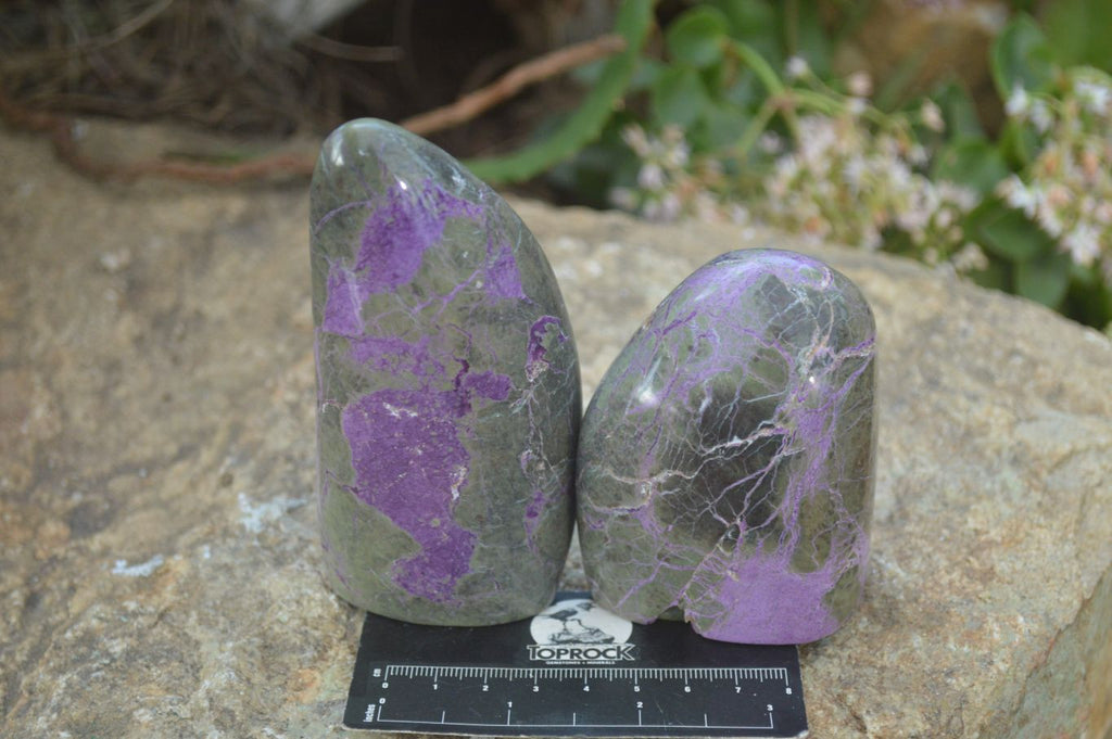 Polished Stichtite & Serpentine Standing Free Forms x 3 From Barberton, South Africa - Toprock Gemstones and Minerals 