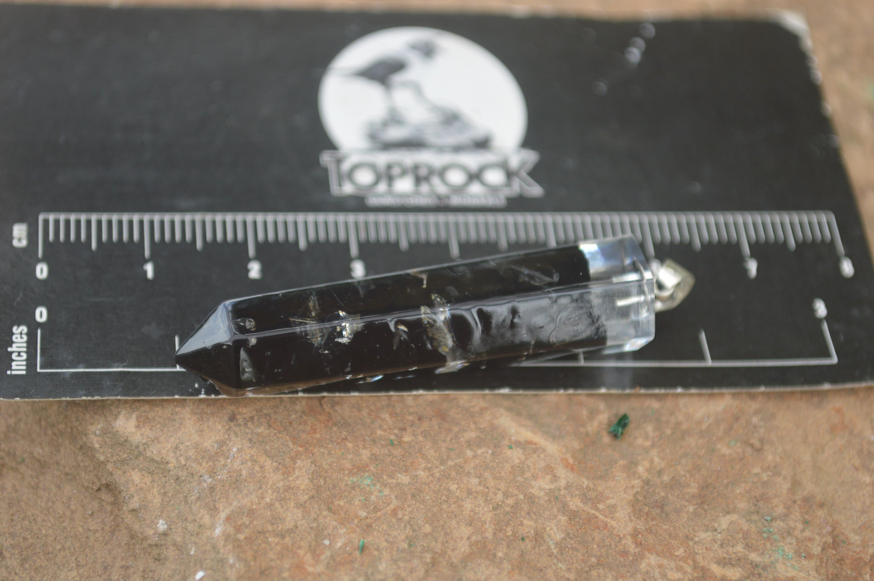 Polished Packaged Hand Crafted Resin Pendant with Tourmalinated Quartz Chips - sold per piece - From Bulwer, South Africa - TopRock