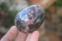 Polished Pink & Black Rhodonite Eggs x 6 From Madagascar - Toprock Gemstones and Minerals 