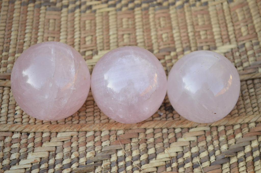 Polished Beautiful Pink Rose Quartz Spheres x 6 From Ambatondrazaka, Madagascar - TopRock