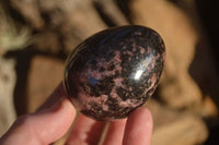 Polished Pink & Black Rhodonite Eggs x 6 From Madagascar - Toprock Gemstones and Minerals 