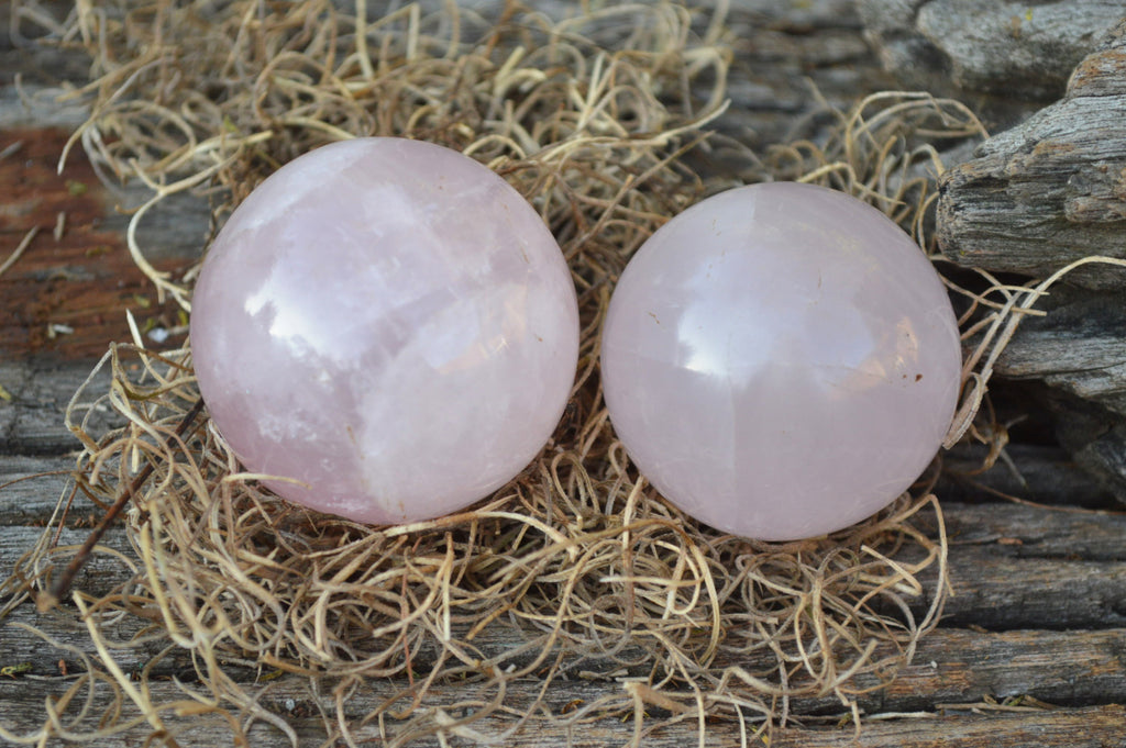 Polished Beautiful Pink Rose Quartz Spheres x 6 From Ambatondrazaka, Madagascar - TopRock
