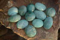 Polished  Blue Amazonite Palm Stones  x 12 From Madagascar - Toprock Gemstones and Minerals 