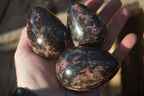 Polished Pink & Black Rhodonite Eggs x 6 From Madagascar - Toprock Gemstones and Minerals 
