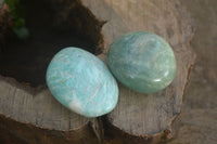 Polished  Blue Amazonite Palm Stones  x 12 From Madagascar - Toprock Gemstones and Minerals 