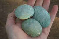 Polished  Blue Amazonite Palm Stones  x 12 From Madagascar - Toprock Gemstones and Minerals 