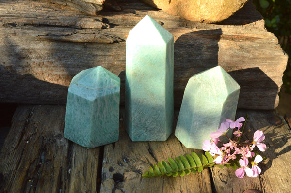 Polished Blue Kobi Amazonite Towers x 3 From Madagascar - TopRock