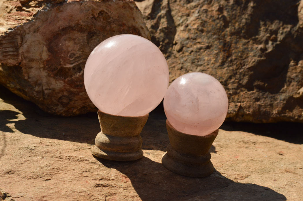 Polished Gemmy Pink Rose Quartz Spheres  x 6 From Ambatondrazaka, Madagascar - TopRock