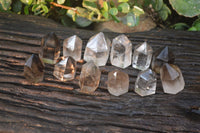 Polished Wispy Phantom Smokey Quartz Points x 12 From Madagascar - Toprock Gemstones and Minerals 