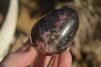 Polished Pink & Black Rhodonite Eggs x 6 From Madagascar - Toprock Gemstones and Minerals 