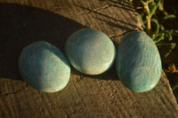 Polished  Blue Amazonite Palm Stones  x 12 From Madagascar - Toprock Gemstones and Minerals 